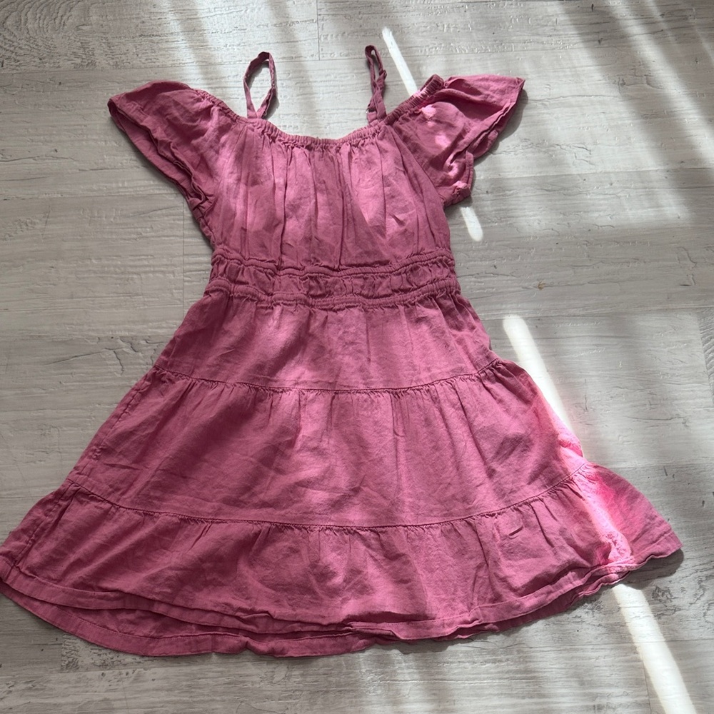 Old Navy Pink Cold-Shoulder Tiered Dress